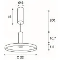 SLV Pendelarmatuur LALU® SET PLATE 22 IP20, zwart dimbaar