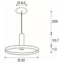 SLV Pendelarmatuur LALU® SET PLATE 22 IP20, zwart dimbaar
