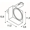 SLV 3-fase Spot EURO CUBE 2 L PHASE plat, vierkant, UGR < 19, cardanisch IP20, zwart, wit dimbaar