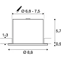 SLV Plafondinbouwarmatuur UNIVERSAL DOWNLIGHT FIX met omslag IP65, zwart dimbaar
