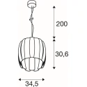 pendant luminaire HAVEN 35 with lamp socket, with canopy E27 IP20, gold