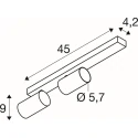 Plafondarmatuur ENOLA 2.0 M CL DOUBLE QPAR51 LONG 2-vlams, lang, asymmetrisch, met Lamphouder GU10 IP20, zwart