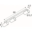 SLV Plafondarmatuur ENOLA 2.0 M CL TRIPPLE QPAR51 LONG 3-vlams, lang, asymmetrisch, met Lamphouder GU10 IP20, zwart