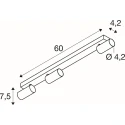 SLV Plafondarmatuur ENOLA 2.0 S CL TRIPPLE PAR11 LONG 3-vlams, lang, asymmetrisch, met Lamphouder GU10 IP20, zwart