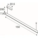 SLV Pendelarmatuur LINIUS 150 PD DALI ROSETTE DALI aanstuurbaar, met Plafondcup IP20, zwart dimbaar