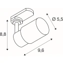 SLV 3-fase Spot PURI 2.0 TUBE 3PH SET  cilindrisch, Set van 1, met Adapter, met Lamphouder GU10 IP20, goud, zwart dimbaar