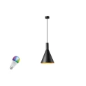 Pendelarmatuur PHELIA 30 SMART SET PD E27 RGBW Ø 28CM Set van 1, RGBW, met Lamphouder E27 IP20, goud, zwart dimbaar