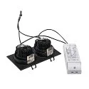 LED Downlight Set NEW TRIA II DL SQUARE Recessed luminaire, 2x6W, 38°, 2700K, incl. driver, clip springs, white