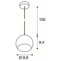 SLV Pendelarmatuur LIGHT EYE BALL GU10, chroom, zwart