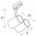 SLV 3-fase spot BIMA 2 GU10 2-vlams, incl. 3-fase adapter, instelbaar GU10, wit dimbaar