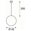 SLV Pendelarmatuur ROTOBALL 40 E27, zilvergrijs, wit