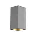 Wandarmatuur voor buitenshuis BIG THEO UP/DOWN hoekig, direct / indirect GU10 IP44, zilvergrijs dimbaar