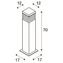 SLV Staande armatuur voor buiten ARROCK GRANITE 70 hoekig, met diffuser E27 IP44, rvs, grijs, salt & pepper dimbaar