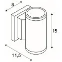 Wandarmatuur voor buitenshuis MYRA UP/DOWN stijf, direct / indirect GU10 IP55, zilvergrijs dimbaar