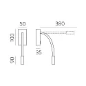 ACB Leesarmatuur CIO 16/3239 met schakelaar, instelbaar IP20, wit