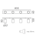 ACB Spot GINA 3874/R4 4-vlams GU10 IP20, zwart
