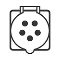 socket CEE 32A (NO 4405/-07 /-09 /-17 /-19) 5-pole, with cover, red