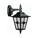 Outdoor Wall luminaire Country style Cross brace Type No. 1805, on wall bracket, IP23, E27, cast alu cathedral glass, black