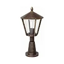 Pedestal luminaire Country style modern Type No. 0529, IP44, 56.5cm, E27 QA55 max. 57W, cast alu, glass, brown brass matt