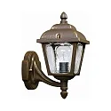 Wandarmatuur voor buitenshuis TYPE NO 1812 up, hoekig E27 IP44, bruin, Messing gesatineerd dimbaar