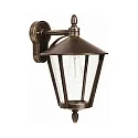 Wandarmatuur voor buitenshuis TYPE NO 1816 down, hoekig E27 IP44, bruin, Messing gesatineerd dimbaar