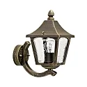 Wandarmatuur voor buitenshuis TYPE NO 1820 up, hoekig E27 IP44, bruin, Messing gesatineerd dimbaar