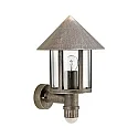 Wandarmatuur voor buitenshuis TYPE NO 1824 rond, met bewegingsmelder E27 IP44, bruin, Messing gesatineerd dimbaar