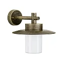 Wandarmatuur voor buitenshuis TYPE NO 1852 down, cilindrisch E27 IP44, bruin, Messing gesatineerd dimbaar