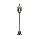 Path light Country style Type No. 4142, height 115cm, E27 QA55 max.57W, cast alu / cathedral glass, brown brass