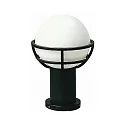 Pedestal luminaire Type No. 0520, with ball shade Ø 23cm, IP44, height 40cm, E27 QA55 max. 57W, cast alu, glass, black matt