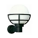 Outdoor Wall luminaire Type No. 0612 with ball shade Ø 23cm, IP44, E27 QA55 max. 57W, cast alu / opal glass, black matt