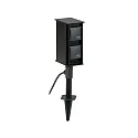 Outdoor Socket spike, IP44, without switching function, cast alu, incl. 250cm connector cable, black, 4-way