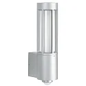 Wandarmatuur voor buitenshuis TYPE NO 0221 cilindrisch, met bewegingsmelder E27 IP44, zilver mat 