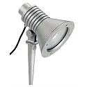 Ground spike spot Type No. 2183, IP54, E27 QA55 max. 15W, rotatable and swiveling, cast alu / safety glass, silver matt