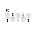 HWH LED Globelamp SMD MULTI G45 set van 5 E14 5W 470lm 2700K 200° CRI >80 
