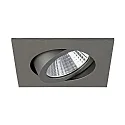 Recessed LED spot, IP20, square, 8.2 x 8.2cm, Plug&Play 350mA, 7W 2700K 740lm 38°, swivelling 30°, matt titanium
