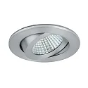 Recessed outdoor LED spot, IP65, round, Ø 8.2cm, Plug&Play 350mA, 6W 3000K 650lm 38°, swivelling 30°, matt alu