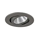 Brumberg Recessed LED spot set, IP65, round, 230V AC, 6W 3000K 650lm 38°, swivelling, matt titanium