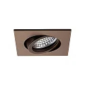 recessed spotlight TIRREL-R GU10 / PAR16 swivelling, square, with lamp socket GU10 IP20, matte metallic brown dimmable