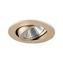 Brumberg Recessed LED spot, IP20, round, 230V AC, 6W 3000K 640lm 38°, swivelling 20°, matt champaign
