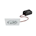 Recessed LED spot, IP20, square, 230V AC, 6W 3000K 640lm 38°, swivelling 20°, white