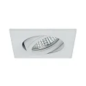Brumberg Recessed LED spot, IP20, square, 230V AC, 6W 3000K 640lm 38°, swivelling 20°, white