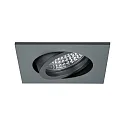 Brumberg Recessed LED spot, IP20, square, 230V AC, 6W 3000K 640lm 38°, swivelling 20°, matt titanium