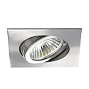 Brumberg Recessed LED spot set, V4A, IP20, square, 230V AC, 6W 3000K 640lm 38°, swivelling 25°, stainless steel