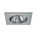 Brumberg Recessed LED spot set incl. converter, IP20, square, 230V, 7W 2700K 740lm 38°, swivelling 30°, matt alu