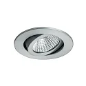 Brumberg Recessed LED spot set dim2warm incl. converter, IP20, round, 230V, 6W 1800-3000K 460lm 38°, swivelling 30°, matt alu