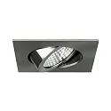 Brumberg Recessed LED spot set BB03 with round converter, IP20, square, 230V, 6W 3000K 640lm 38°, swivelling 30°, dimmable, matt nickel