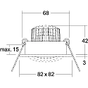 Brumberg recessed spotlight TIRREL-S LED DIM CONNECTION-BOX square, swivelling, for VDU workstation, DALI controllable IP20, glossy