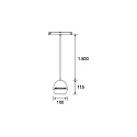 Brumberg track pendant luminaire PEPA BALL 15°-55° down, DALI controllable, focusable IP20, black matt dimmable