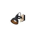 Wand- en plafondarmatuur DACTYL 1-vlams, instelbaar E14 IP20, hout licht, zwart mat dimbaar